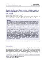 Defeat, decline and disconnect: A critical analysis of attempted reform in British tennis during the inter-war period