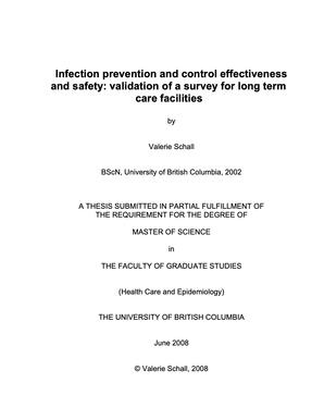 Infection prevention and control effectiveness and safety: Validation of a survey for long term care facilities