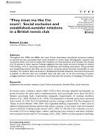 'They treat me like I'm scum': Social exclusion and established-outsider relations in a British tennis club