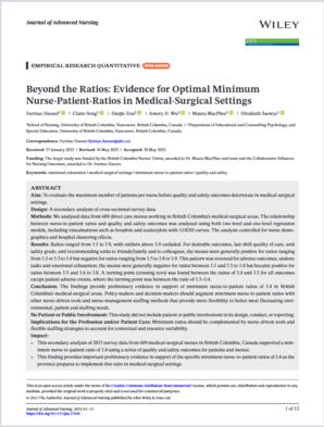 Beyond the ratios: Evidence for optimal minimum nurse-patient-ratios in medical-surgical settings