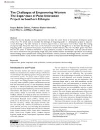The challenges of empowering women: The experience of pulse innovation project in Southern Ethiopia