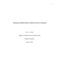 Addressing anti-black racism in child and youth care education